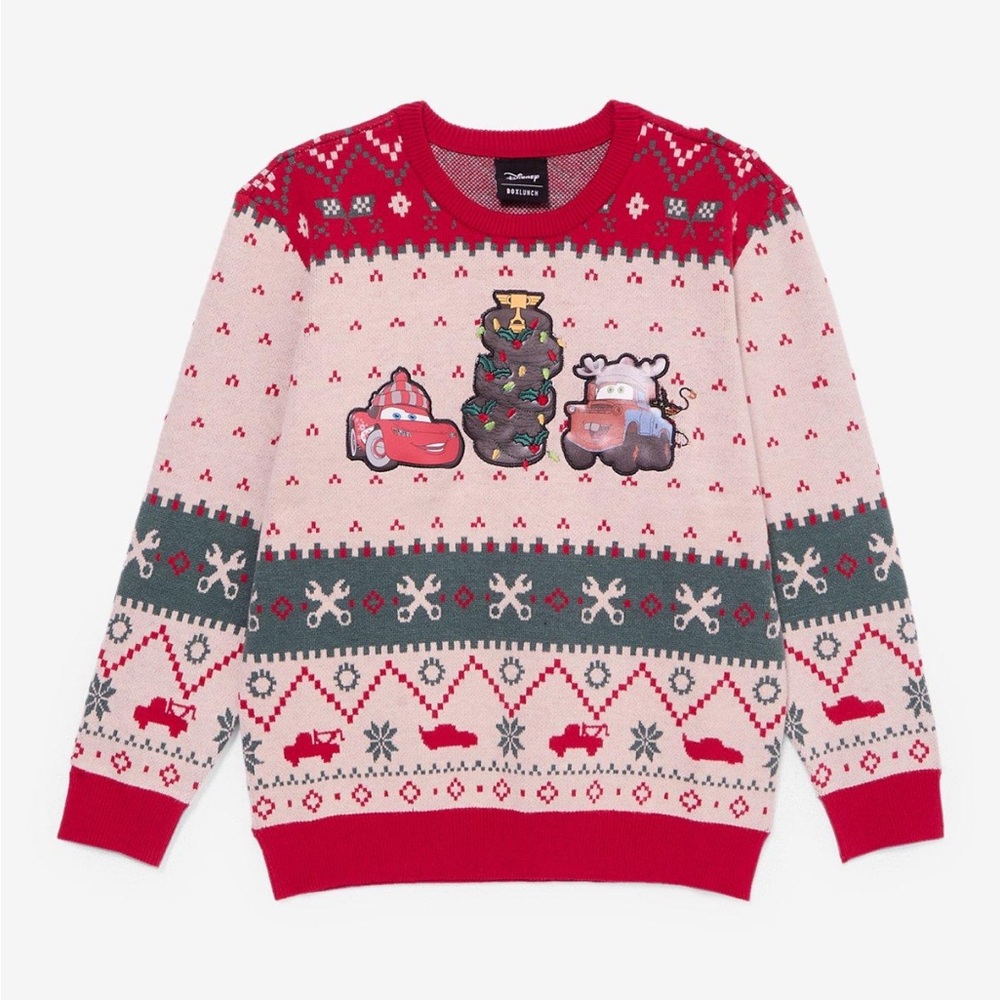Disney Pixar cars lightning mc queen & mater holiday youth sweater